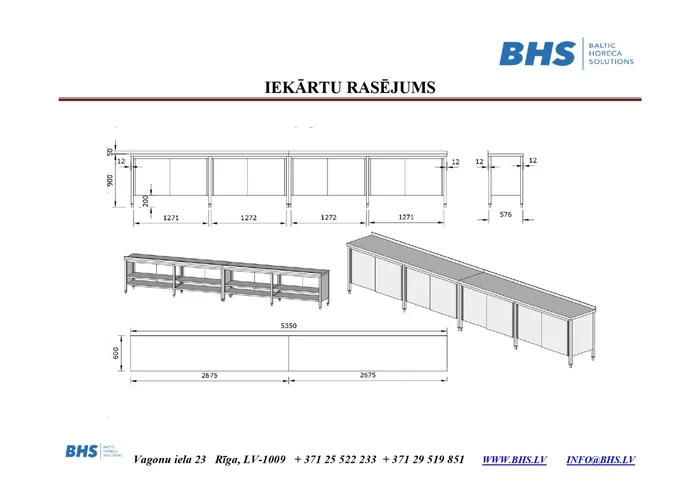 Nerūsējošā tērauda galds  ar bīdāmām durvīm 5350 mm